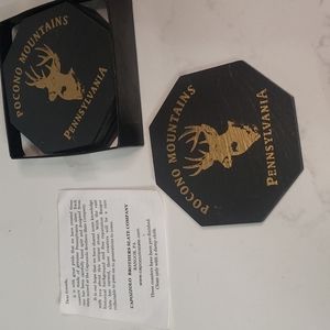 6 Genuine Slate Coasters Capozzolo Brothers Train rail road Black Pennsylvania